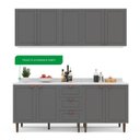 Ver imagem 5 de Cozinha Pérola com Tampo 4 Peças Aéreos com 5 Portas, Balcões Yescasa Cinza/Branco