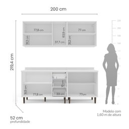 Cozinha Pérola com Tampo 4 Peças Aéreos com 5 Portas, Balcão 2 Gavetas 3 Portas e Balcão 2 Portas Ye - 4