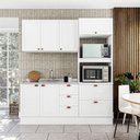 Ver imagem 2 de Cozinha Pérola com Rodapé Completa 3 Peças Aéreo 3 Portas e Balcão 2 Gavetas 3 Portas e Torre Quente