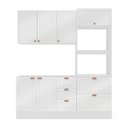 Ver imagem 3 de Cozinha Pérola com Rodapé Completa 3 Peças Aéreo 3 Portas e Balcão 2 Gavetas 3 Portas e Torre Quente