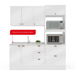 Cozinha Pérola com Rodapé Completa 3 Peças Aéreo 3 Portas e Balcão 2 Gavetas 3 Portas e Torre Quente - 5