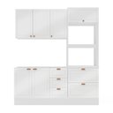 Ver imagem 3 de Cozinha Pérola com Rodapé Completa Modulada 3 Peças Aéreo 3 Portas e Balcão 2 Gavetas 3 Portas e Torre Quente Yescasa Branco