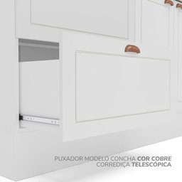 Cozinha Pérola com Rodapé Completa 3 Peças Aéreo 3 Portas e Balcão 2 Gavetas 3 Portas e Torre Quente - 13
