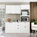 Ver imagem 1 de Cozinha Pérola com Rodapé Completa Modulada 3 Peças Aéreo 3 Portas e Balcão 2 Gavetas 3 Portas e Torre Quente Yescasa Branco
