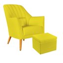 Ver imagem 1 de Poltrona Orion Bordada com Puff Quasar Suede Amarelo Aradecor