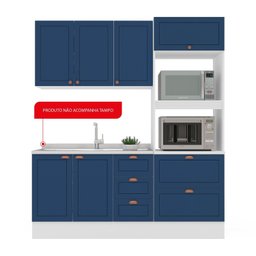 Cozinha Pérola com Rodapé Completa 3 Peças Aéreo 3 Portas e Balcão 2 Gavetas 3 Portas e Torre Quente - 5