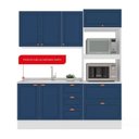Ver imagem 5 de Cozinha Pérola com Rodapé 3 Peças Aéreo 3 Portas e Balcão 2 Gavetas 3 Portas e Torre Yescasa Azul