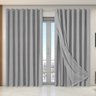 Cortina Dual Forro Voil Gaze Belga 2,70m X 2,30m Luxo Sala Quarto Porta Balcão Semi Blecaute Cinza - 1
