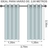 Cortina Dual Forro Voil Gaze Belga 2,70m X 2,30m Luxo Sala Quarto Porta Balcão Semi Blecaute Cinza - 6