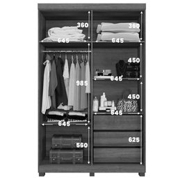 Guarda Roupa Milão 4 Portas 3 Gavetas 5 Prateleiras - Benetil - 7