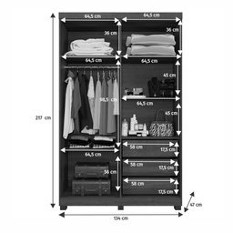 Guarda Roupa Milão 4 Portas 3 Gavetas 5 Prateleiras - Benetil - 6