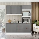 Ver imagem 2 de Cozinha Pérola com Rodapé Completa 3 Peças Aéreo 3 Portas e Balcão 2 Gavetas 3 Portas e Torre Quente