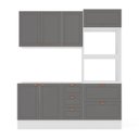Ver imagem 3 de Cozinha Pérola com Rodapé Completa Modulada 3 Peças Aéreo 3 Portas e Balcão 2 Gavetas 3 Portas e Torre Quente Yescasa Cinza/Branco