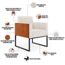 Ver imagem 6 de Kit 3 Poltronas Decorativas Sala Base Fixa Metal Helô L02 Linho Cru Couríssimo Camel - Lyam