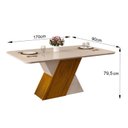 Ver imagem 3 de Mesa para Sala de Jantar 170cm Tampo Retangular com Vidro Rubi Bege/Freijó/Off White