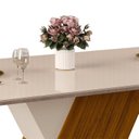 Ver imagem 4 de Mesa para Sala de Jantar 170cm Tampo Retangular com Vidro Rubi Bege/Freijó/Off White