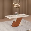 Ver imagem 1 de Mesa para Sala de Jantar 170cm Tampo Retangular com Vidro Rubi Bege/Freijó/Off White
