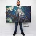 Ver imagem 2 de Quadro Decorativo em Canvas Arquitetura Visão dos Prédios TaColado Moldura Flutuante 4,5cm Freijó 12