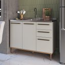 Ver imagem 6 de Cozinha Compacta Modulada 4 Peças com Nicho Decorativo Isabelle Bege/Freijó/Arenas