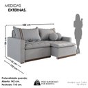 Ver imagem 3 de Sofá Cama Retrátil em Madeira Eucalipto e Linho 200cm Flórida Cinza Claro