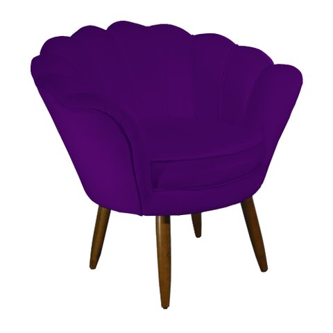 Poltrona Decorativa Pétala Pés Palito Suede Roxo - Ds Estofados