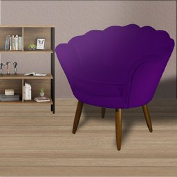 Poltrona Decorativa Pétala Pés Palito Suede Roxo - Ds Estofados - 2
