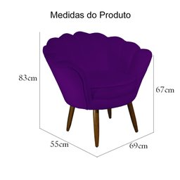 Poltrona Decorativa Pétala Pés Palito Suede Roxo - Ds Estofados - 5