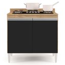 Ver imagem 7 de Balcão para Cooktop 80cm 2 Portas Flórida Castanho-preto - Lumil Móveis