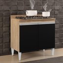 Ver imagem 2 de Balcão para Cooktop 80cm 2 Portas Flórida Castanho-preto - Lumil Móveis