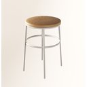 Ver imagem 4 de Kit 2 Banqueta Itália Redonda Estofada 65cm Aço Branco e Corino Bege Impermeável - Cozinha e Bar