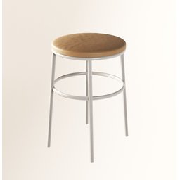 Kit 2 Banqueta Itália Redonda Estofada 65cm Aço Branco e Corino Bege Impermeável - Cozinha e Bar - 4