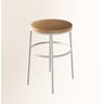 Kit 2 Banqueta Itália Redonda Estofada 65cm Aço Branco e Corino Bege Impermeável - Cozinha e Bar - 4