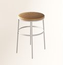 Ver imagem 4 de Kit 2 Banqueta Itália Redonda Estofada 65cm Aço Branco e Corino Bege Impermeável - Cozinha e Bar