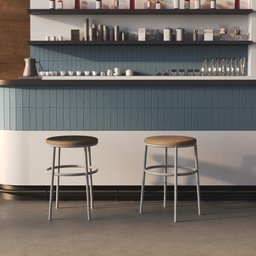 Kit 2 Banqueta Itália Redonda Estofada 65cm Aço Branco e Corino Bege Impermeável - Cozinha e Bar - 5