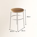 Ver imagem 2 de Kit 2 Banqueta Itália Redonda Estofada 65cm Aço Branco e Corino Bege Impermeável - Cozinha e Bar