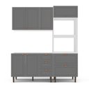 Ver imagem 3 de Cozinha Pérola Completa Modulada 3 Peças Aéreo 3 Portas e Balcão 2 Gavetas 3 Portas e Torre Quente Yescasa Cinza/Branco