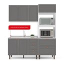 Ver imagem 5 de Cozinha Pérola Modulada 3 Peças Aéreo 3 Portas e Balcão 2 Gavetas 3 Portas e Torre Yescasa Cinza