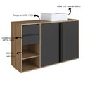 Ver imagem 4 de Gabinete de Banheiro 110cm com 2 Portas Gavetas e Cuba Antônia Marrom/Mel/Grafite