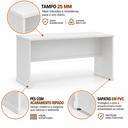 Ver imagem 4 de Escrivaninha Home Office para Trabalho e Estudo 136 cm Berlin - Branco