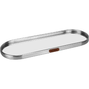 Bandeja Decorativa para Servir Oval Home&co com Espelho Metal 1x35x12cm Prata
