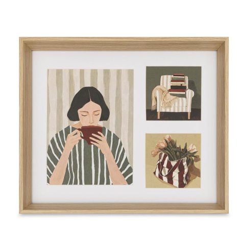 Porta Retrato Quadro Painel 3 em 1 MDF e Vidro Decoração Casa Quarto Sala de Estar