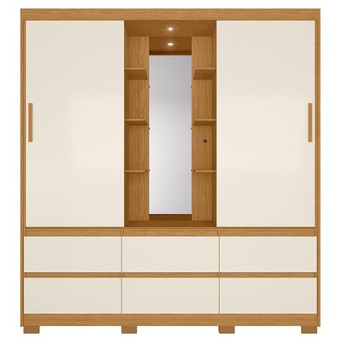 Guarda Roupa Casal 193cm 2 Portas Selene Cinamomo/Off a02 - Mpozenato