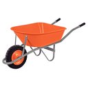 Ver imagem 1 de Carrinho de Mão Tramontina com Caçamba Funda Plástica Laranja 55 L, Braço Metálico e Pneu Maciço Tra