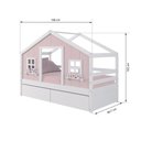 Ver imagem 3 de Cama Casinha Dos Sonhos com 02 Gavetas Madeira Maciça Rosa/ Branco Housin