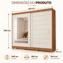 Ver imagem 3 de Guarda-Roupa Veneza 2 Portas de Correr com Espelho 8 Gavetas 100% MDF 264cm