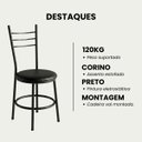 Ver imagem 4 de Cadeira para Mesa de Jantar Sala Cozinha Corino 2 Uni Estrutura Preta Liz:Preto