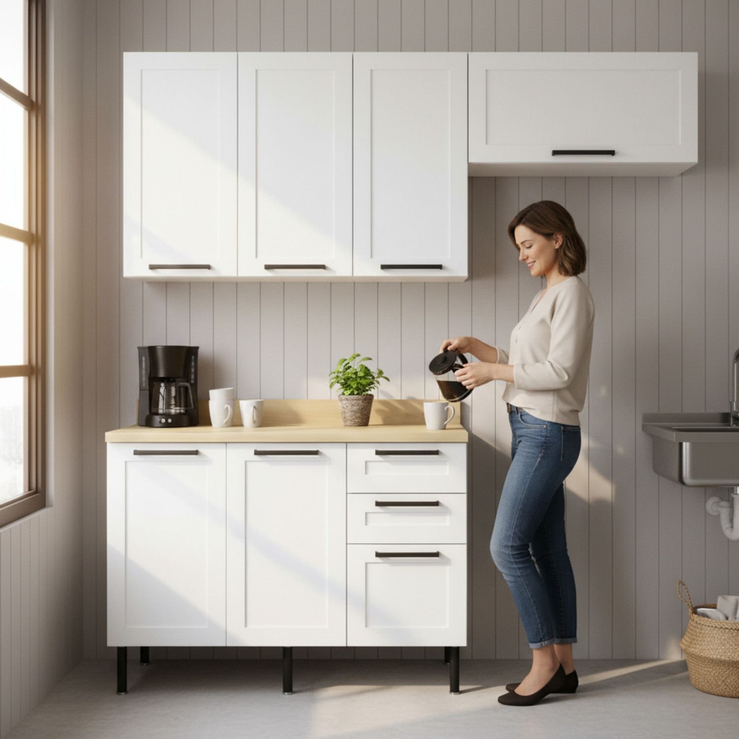 Armário de Cozinha Modulada Completa 4 Peças 100% Mdf Phoenix
