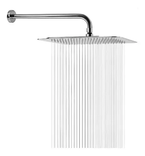 Ducha Fria Inox Quadrada Slim 15x15cm Chuveiro Banheiro Chuveirão Área Externa Lazer Piscina - 2