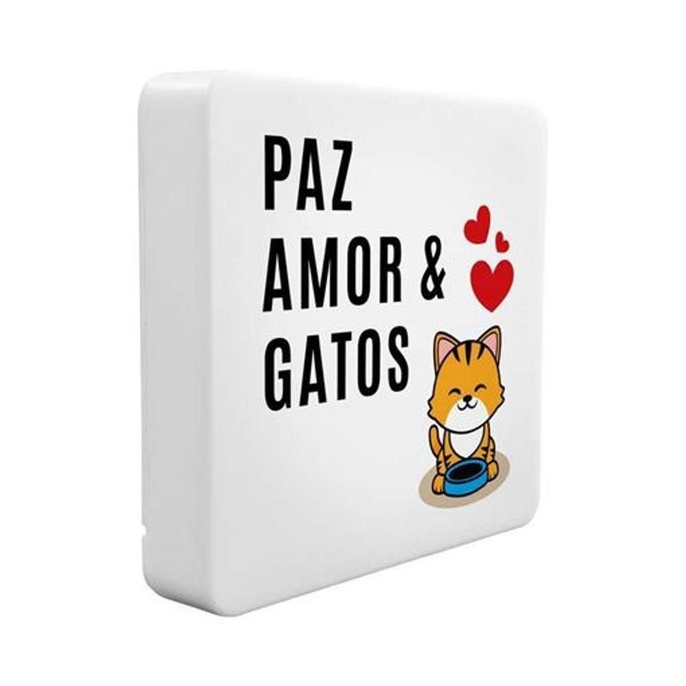 Luminária Box Slim Paz, Amor e Gato Usb - 1