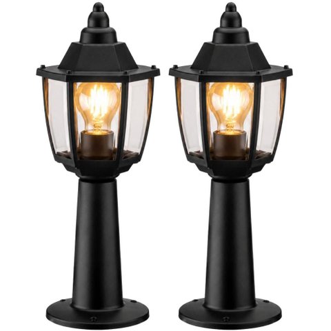 2 Balizadores de Chão Preto Dital Heritage 43cm Área Externa Jardim Escada Piso Calçada